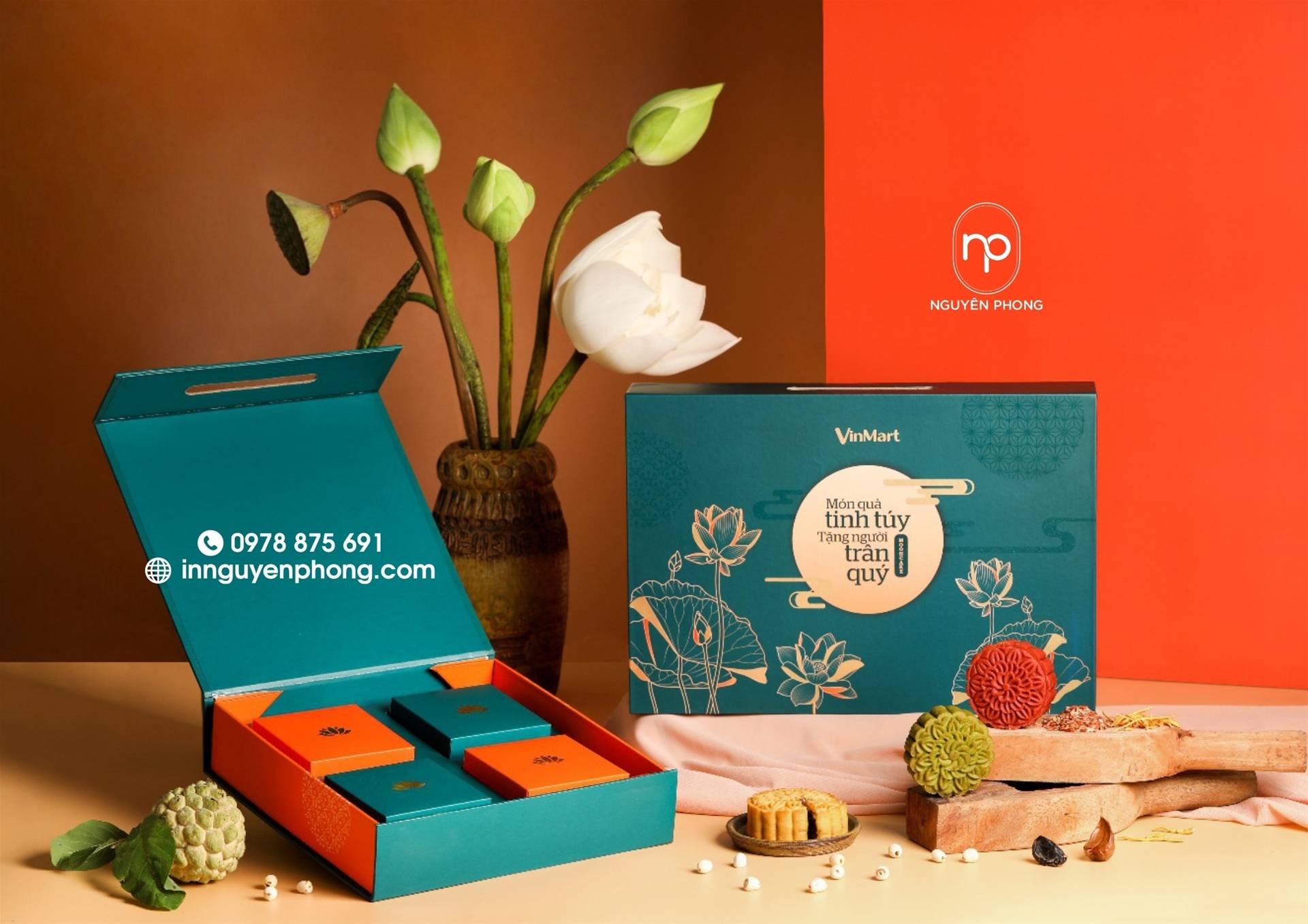 Mẫu hộp bánh trung thu in logo thương hiệu 